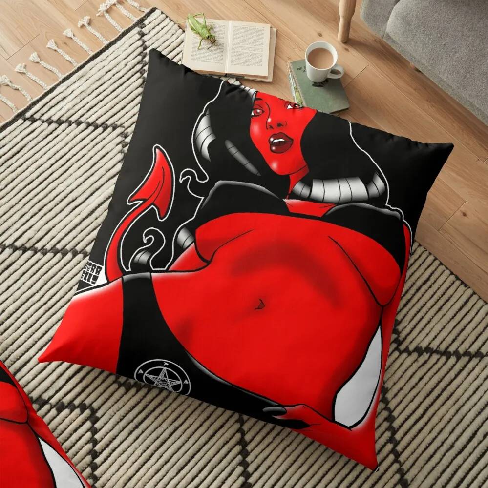 

Wormview Demon Girl Floor Pillow Decorative Cushions For Luxury Sofa