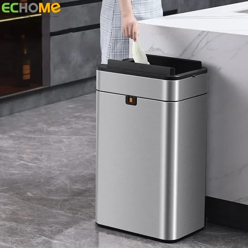 

Echome Trash Can Intelligent Induction Type Household Bathroom with Lid Kitchen Automatic Packaging Large Capacity Waste Bins