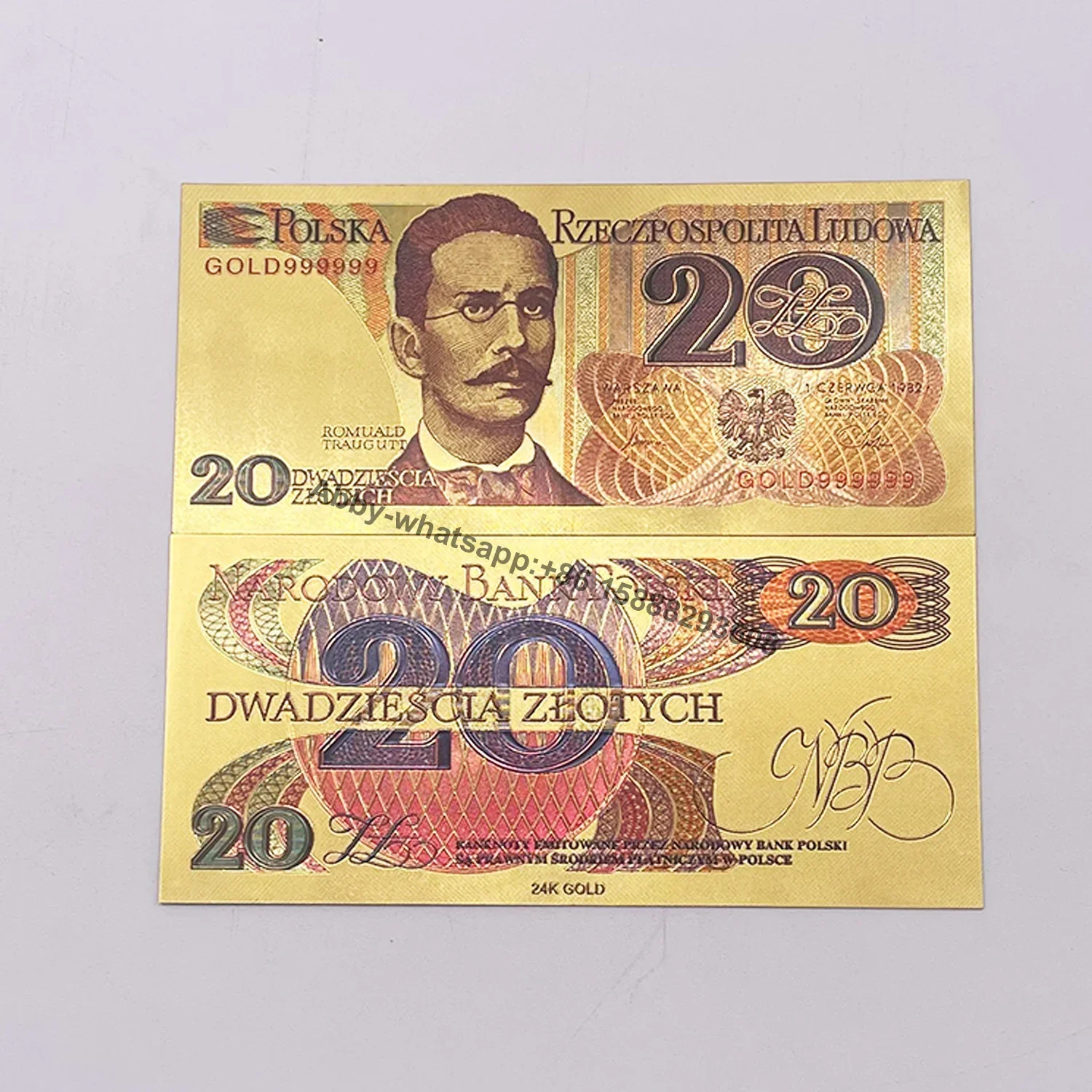 1piece PLN ZLOTY POLAND GOLD Foil Plastic BANKNOTE craft Money POPE JOHN PAUL II For Souvenir gift and collection