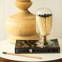 Matchstick Glass Bottle Aromatherapy Candle Glass Cloche Jar Fireplace Match Christmas Matchbox Storage Jar with Wooden Stopper 2