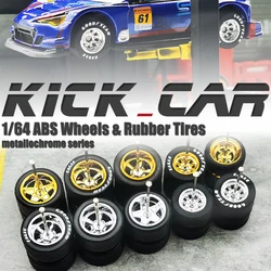 Model Car 1/64 Wheels With Rubber Tires 5sets Electroplating ABS Basic Modified Parts Vehicle Toy for Hotwheels Tomica Mini GT