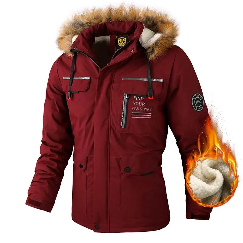 Waterproof Windbreaker Jacket Warmth Coat Men Casual Hooded Jacket
