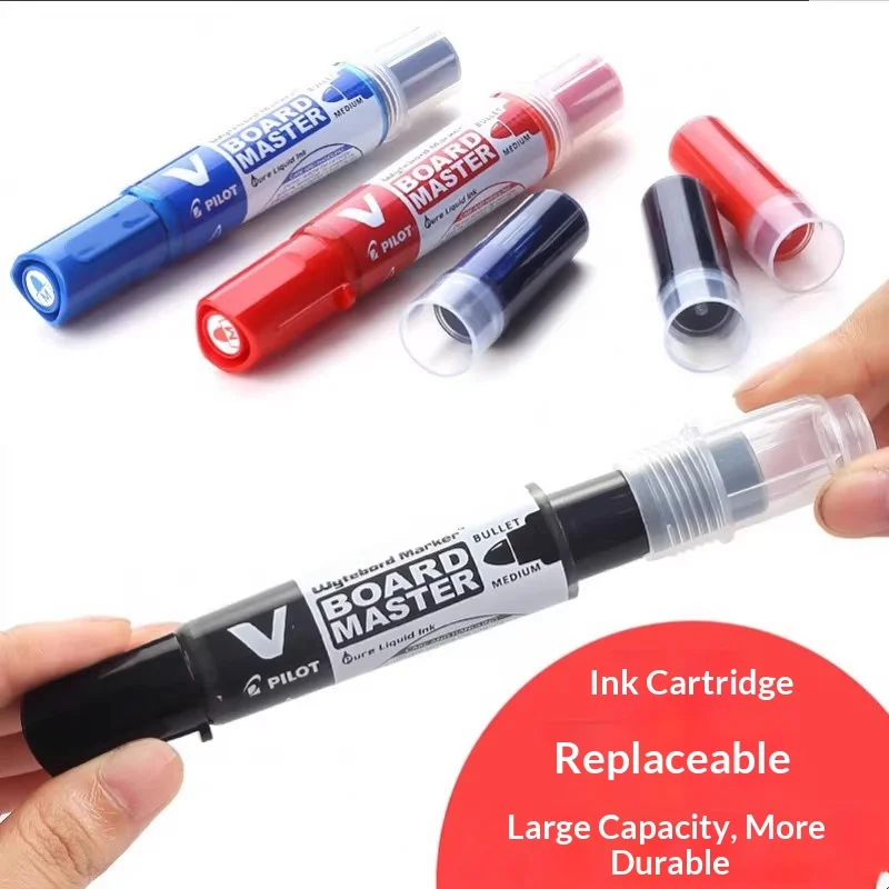 파일럿 V 보드 마스터 WBMAVBM-M, 전문가용 화이트보드 마커 대용량 1-2mm 미세 팁(훈련, 칠판, 회의용)