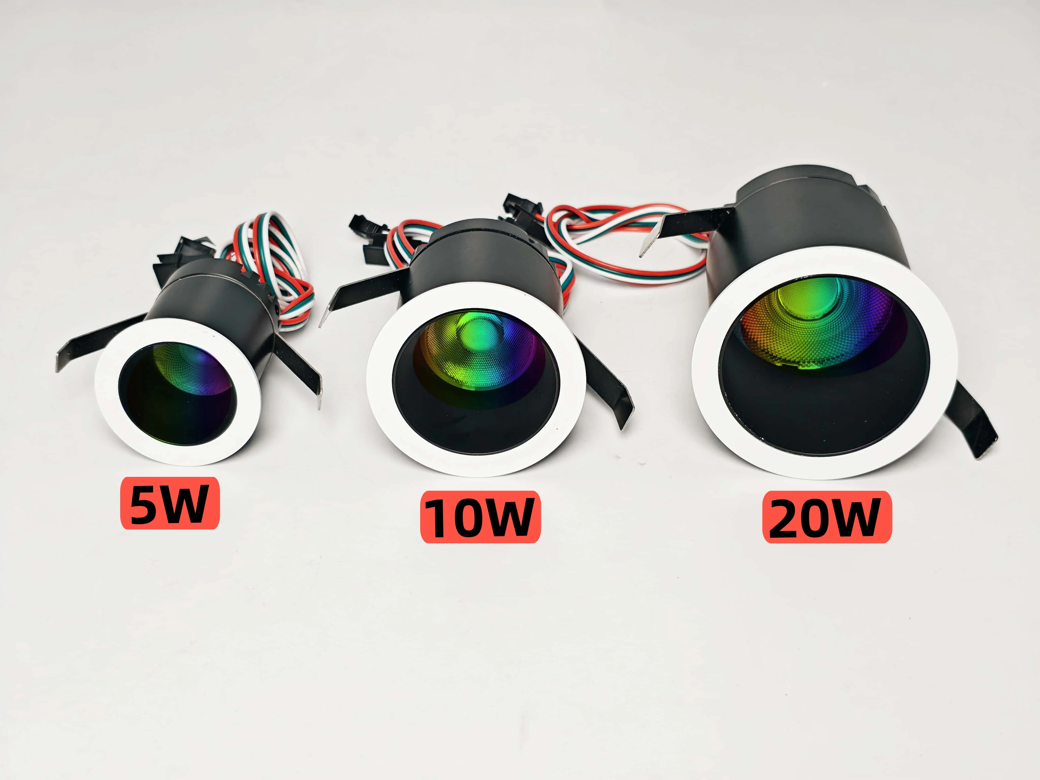 5개/세트 5W/10W/20W DC24V WS2814 RGBW 주소 지정 가능 LED SPI 스마트 픽셀 다운라이트 실내용 3핀 JST 입출력 30도