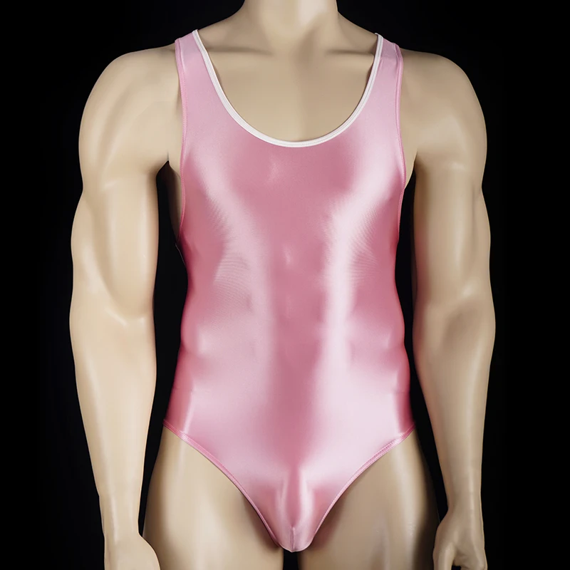 Sexy Glossy Bodysuit Smooth Shiny Competition One Piece Swimsuit Elasticity Shapewear Oily Tights Swimwear Swimming and Fitness
