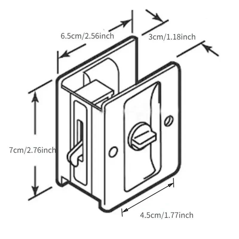 1pc Black Silver Sliding Door Lock Stainless Steel Privacy Pocket Door Lock Hardware With Pull Home Locks Tools