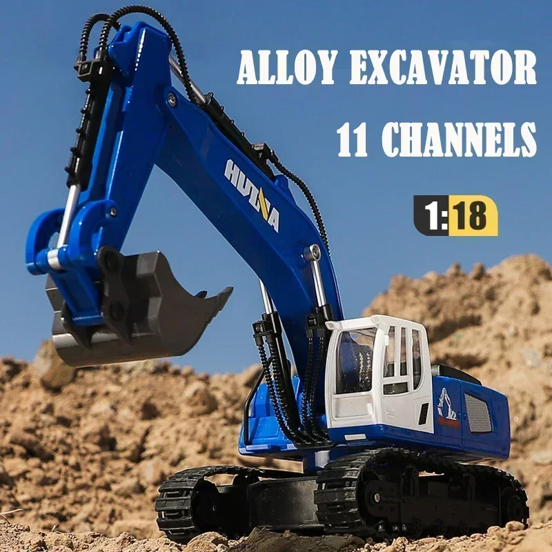 

1:18 Excavator Vehicle Electric Large Model Alloy Excavator Hook Machine 11 Channel Engineering Vehicle Rc Festival Toy Gifts