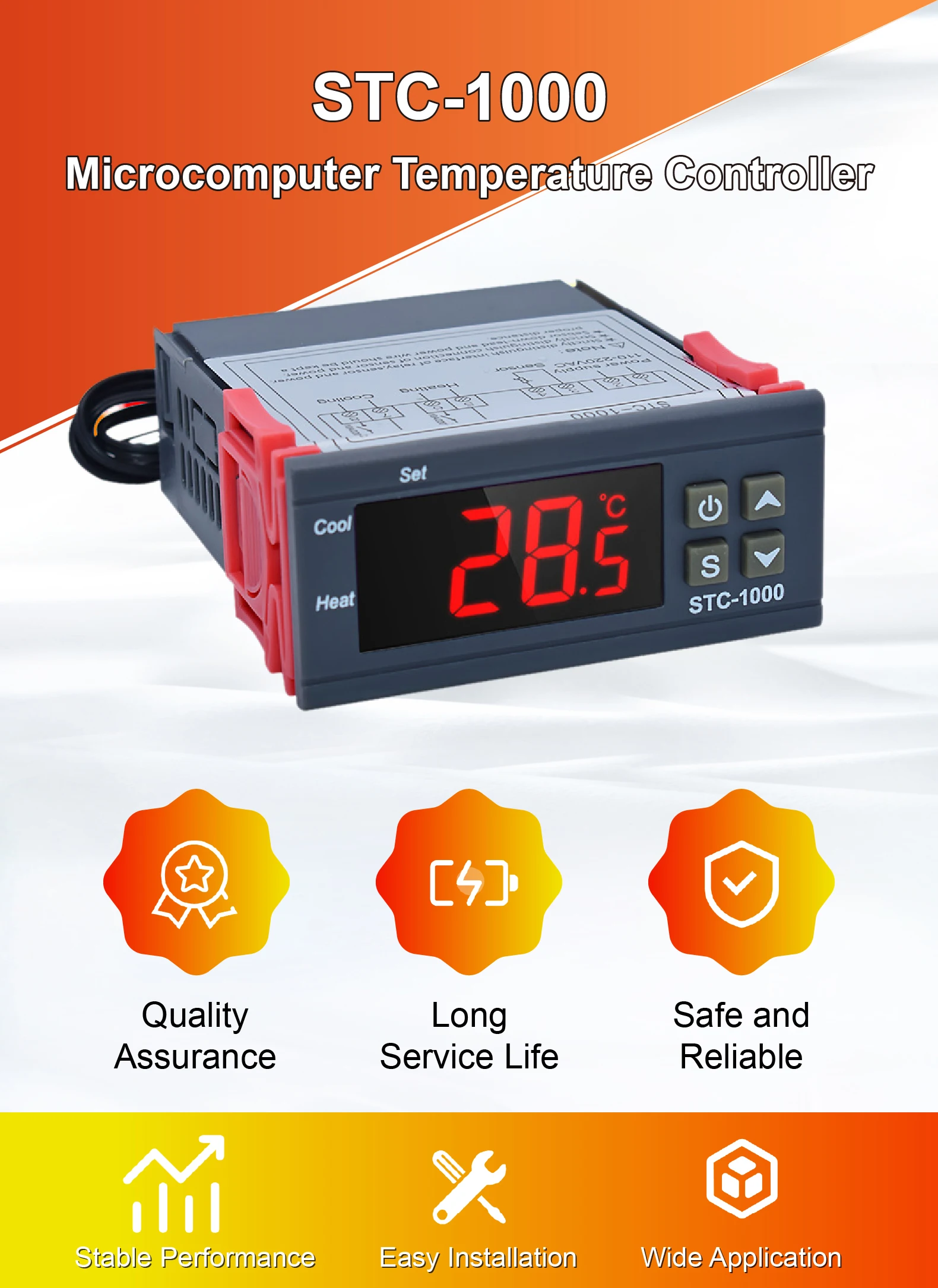 STC-1000 Digital Temperature Controller Thermostat Dual Relay 12V 24V 220V for I