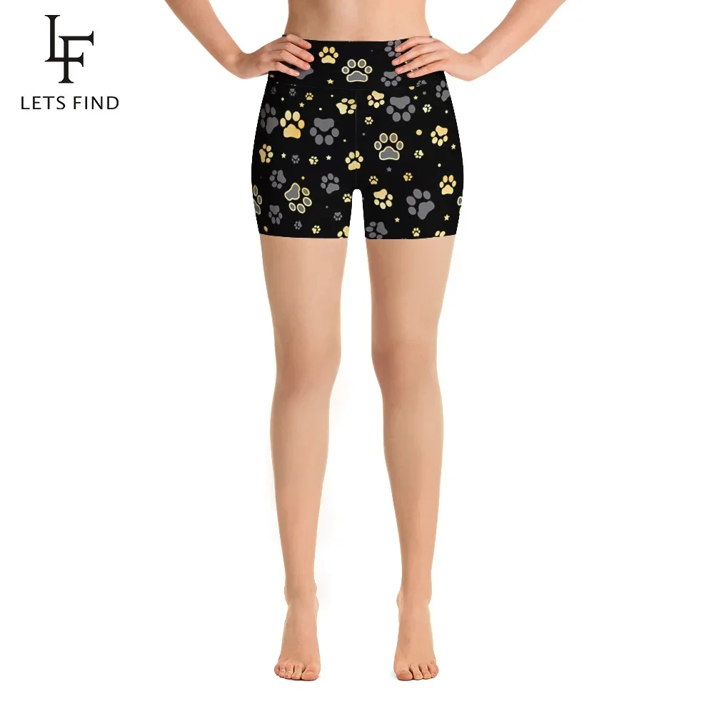 letsfind 2019 new sexy women stretch biker bike short pants hot summer high waist leopard grain print fitness leggings LETSFIND Summer New High Waist Short Pants Women Sexy Biker Dog Paws Digital Print Stretch Leggings