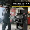 8 Drawer Rolling Tool Chest Large Capacity Rolling Tool Box with Wheels Locking Mechanical Tool Chest Portable Metal (Black) 4