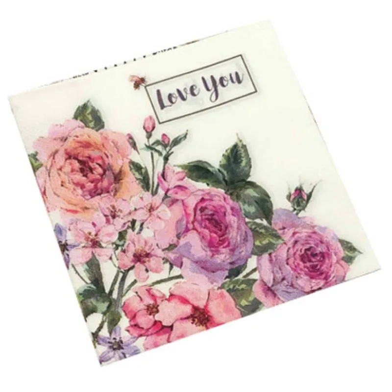 Colourful Napkins Printed Square Paper Napkins Restaurant Floral Facial Tissue Hotel Wedding Table Setting Pure Wood Pulp Paper