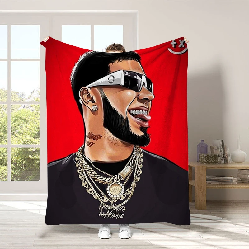 

Blanket Rapper Bedroom Decor Anuel AA Custom Blanket for Bed Camp Nap Sofa Bedspread Fluffy Soft Flannel Birthday Christmas Gift