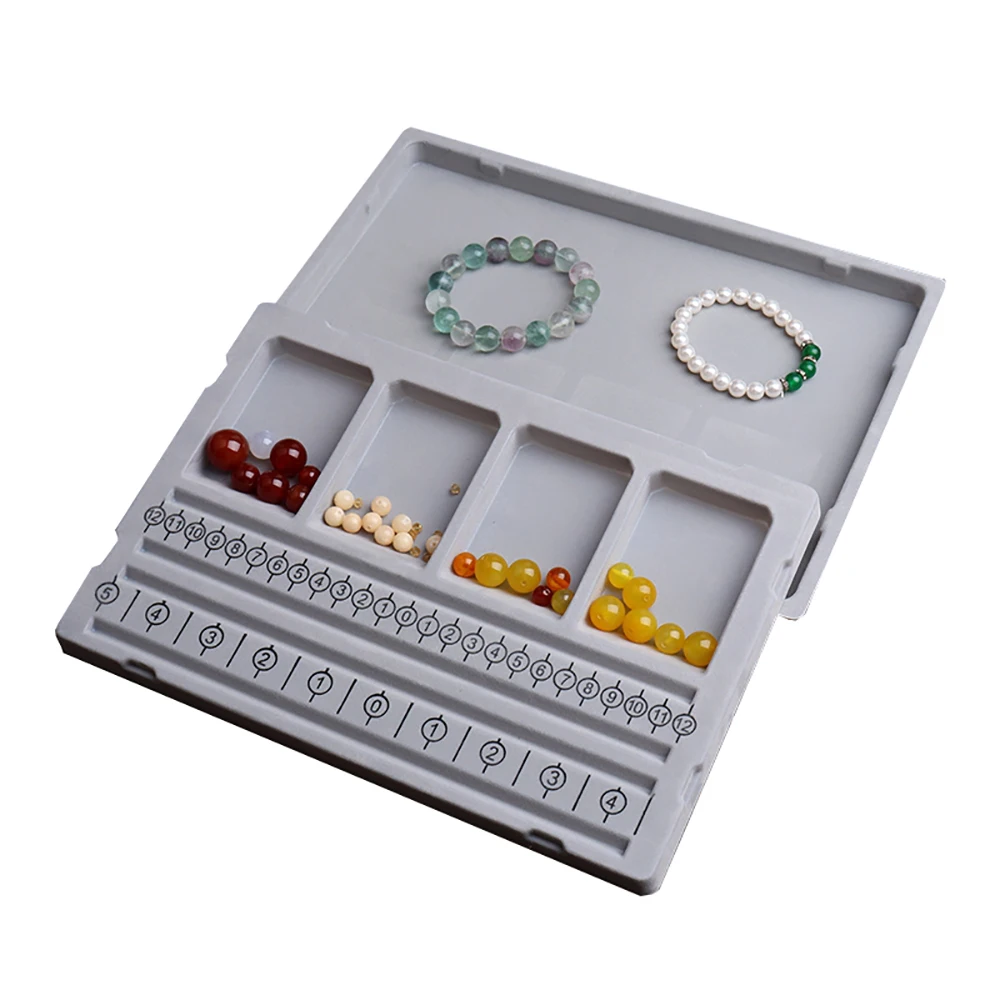 

Grey Double Layer Vintage Handstring Display Tray Beaded Design Plate DIY Jade Pearl Agate Buddha Bead Bracelet Box
