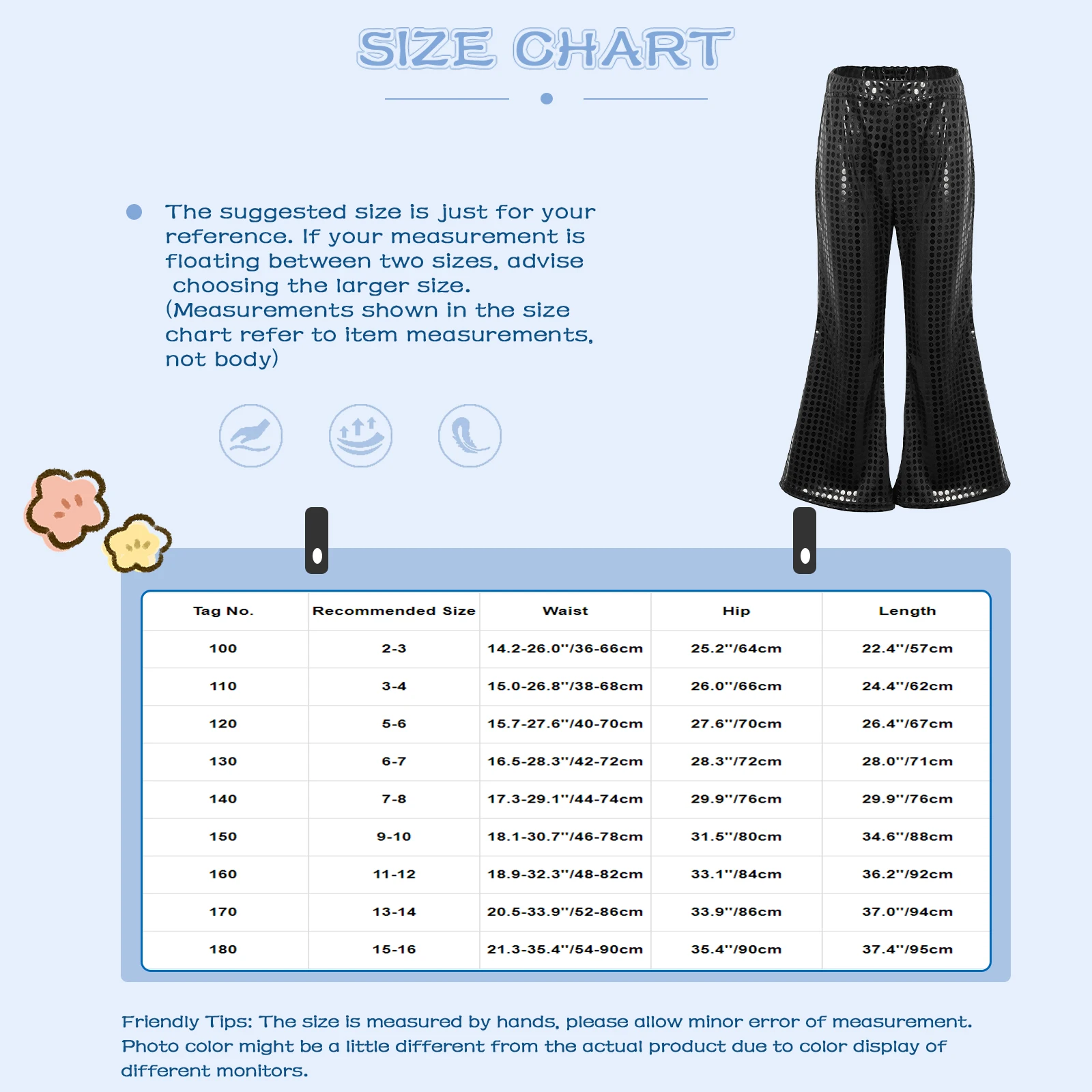 Kids Flared Pants Boys Girls Shiny Sequins Elastic Waist Bell Bottom Trousers Jazz Disco Modern Dance Stage Performance Wear