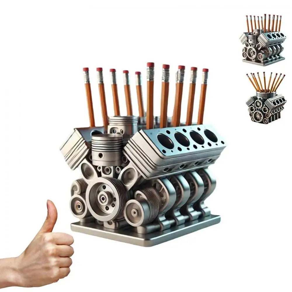 Engine Block Pen Holder Desk Organizer Perfect Gift for Car Enthusiasts for V8 Engine Pencil Organizer Home Office Desktop Decor