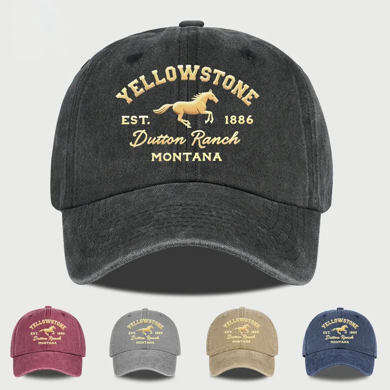 1 gorra de béisbol con estampado de caballos de Yellowstone para hombre y mujer, ligera, transpirable, ajustable, para uso casual, camping, Yellowstone