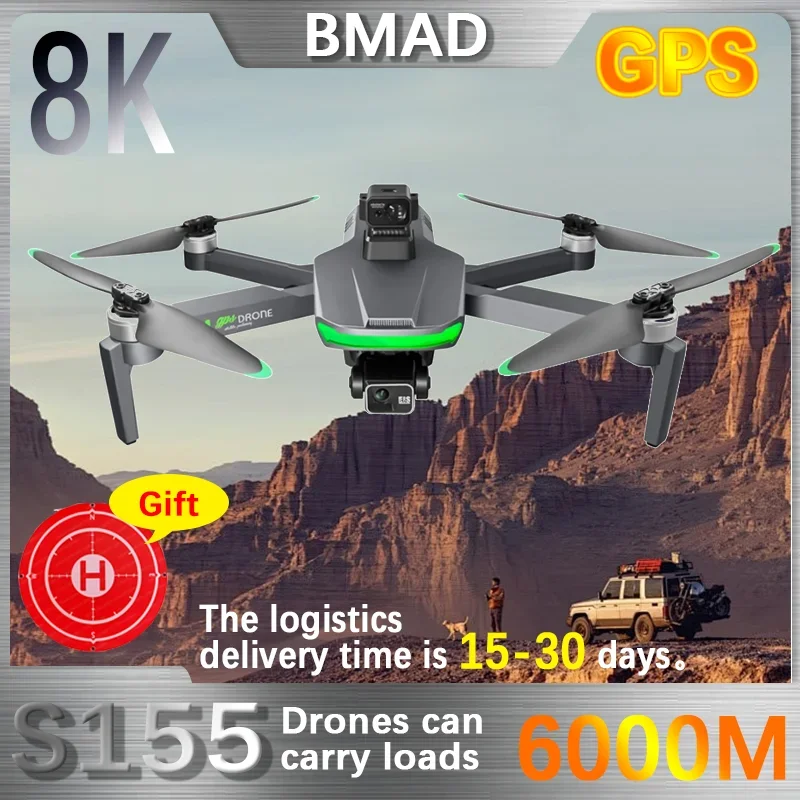 New S155 Pro Gps Drone 4k Hd Camera Aerial Photography Fpv 8K 3-axis Anti-shake Gimbal Brushless Motor Obstacle Avoidance