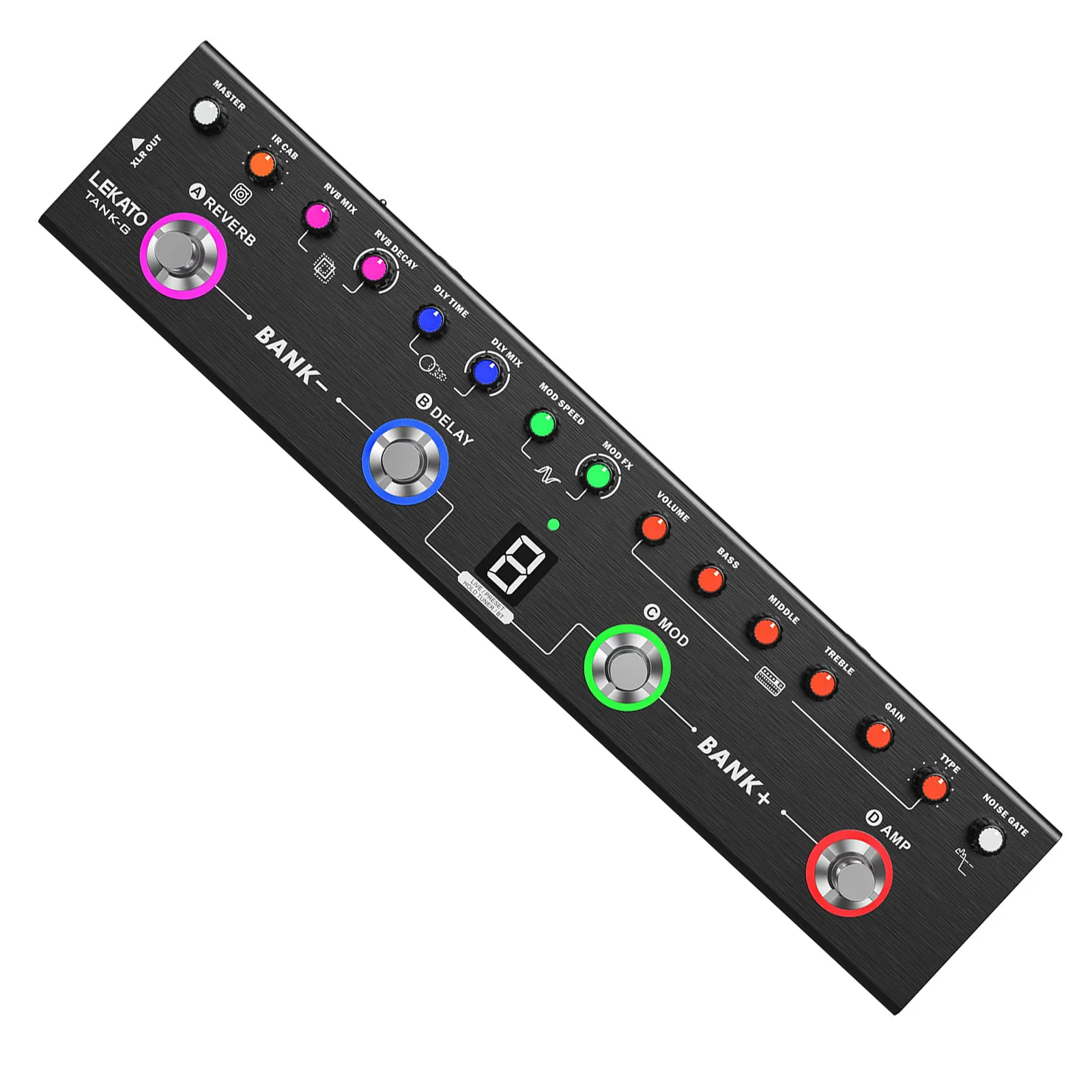 Pédale Multi-Effets LEKATO Pour Guitare/Basse - 6 Modules, 80 Préréglages, Appli, Rechargeable, Bluetooth, Enregistrement OTG - 8