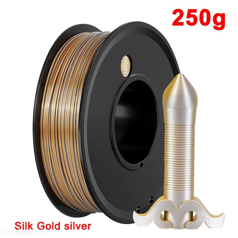 250g 500g 1kg 투톤 PLA 실크 골드 그린 3D 프린터 필라멘트 1.75mm 듀얼 컬러 3D 프린팅 재료 실크 PLA 블랙 레드 250gx4
