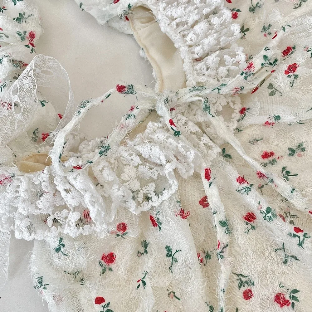 JIAERDI Fairycore Aesthetic Floral Handbag Purse Women Sweet Cute Lace Bow Y2k Shoulder Bags Female Casual Crossbody Bags 2025