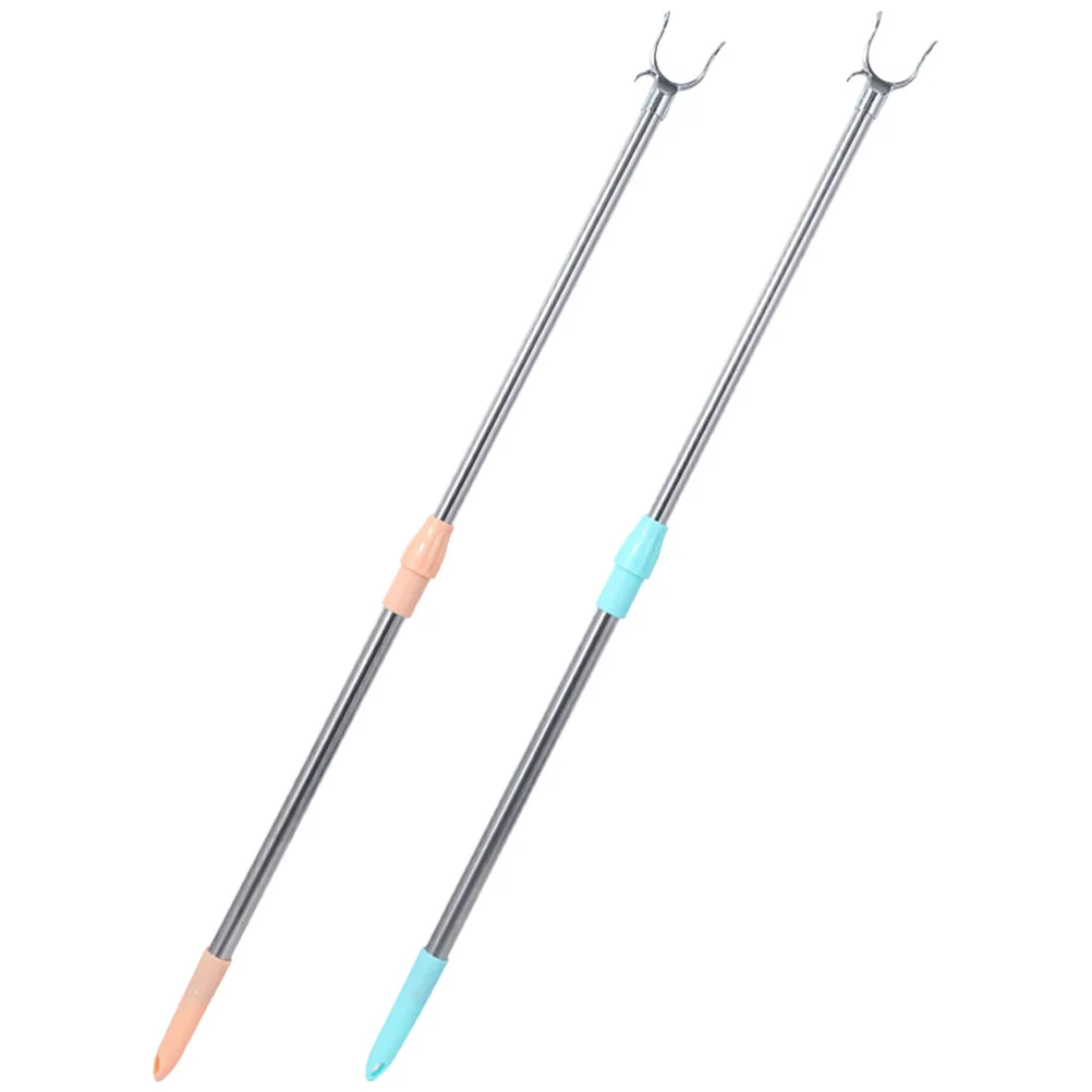 

2pcs Telescopic Clothes Reach Pole Clothesline Pole Retractable Clothes Reaching Rod