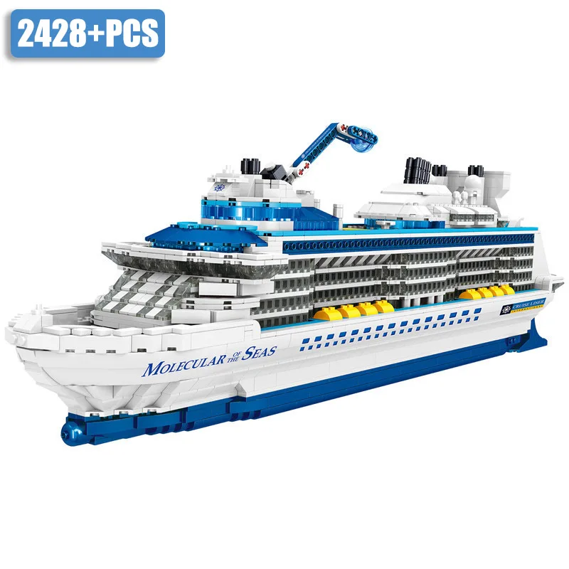 

2428PCS Creative City Sea Cruise Liner Steamship Building Blocks Model DIY Big Ship Ocean Liner White Boat Bricks Toys Kid Gift