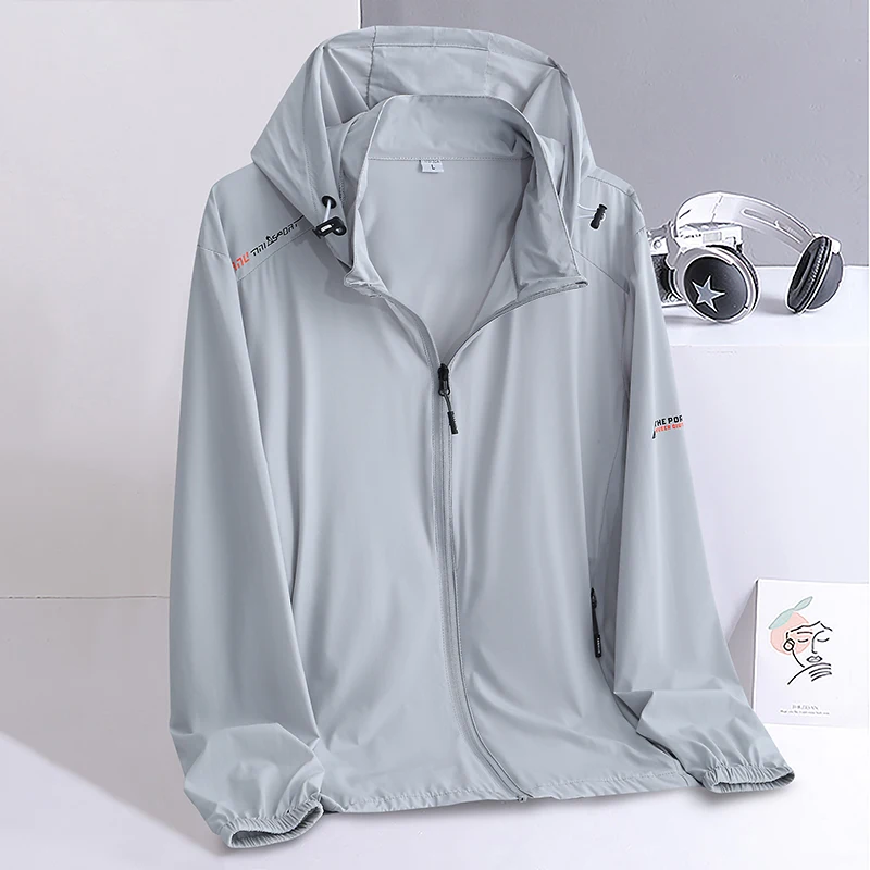 Sunscreen Jacket Men's 2024 New Summer Thin Breathable UV Hooded Windbreaker Hunting Fishing UPF50+ Ice Silk Cool Men's Coat