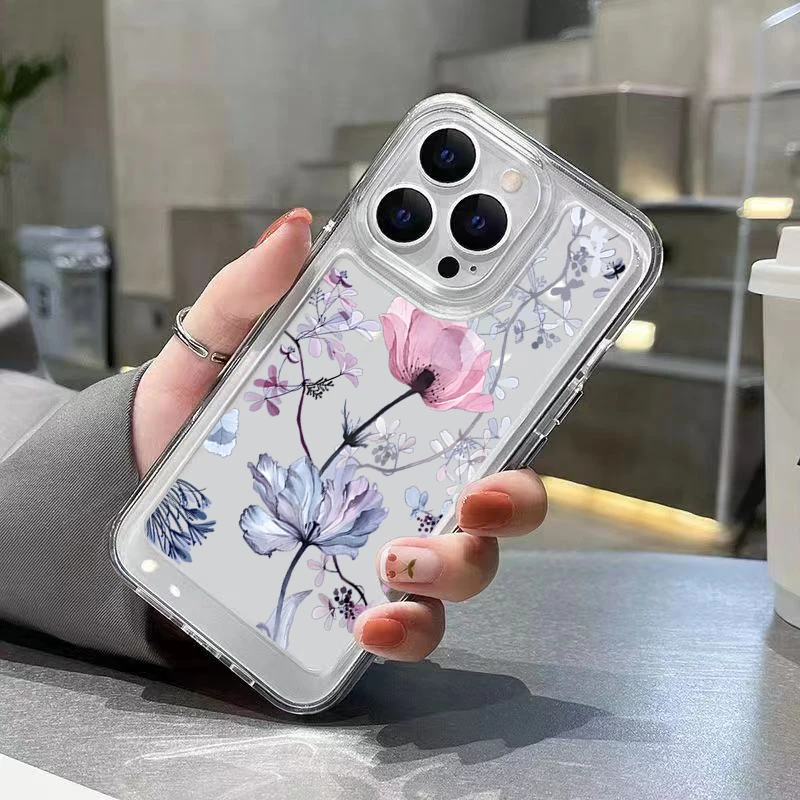 Clear Palm Tree Leaves Floral Phone Case Cover