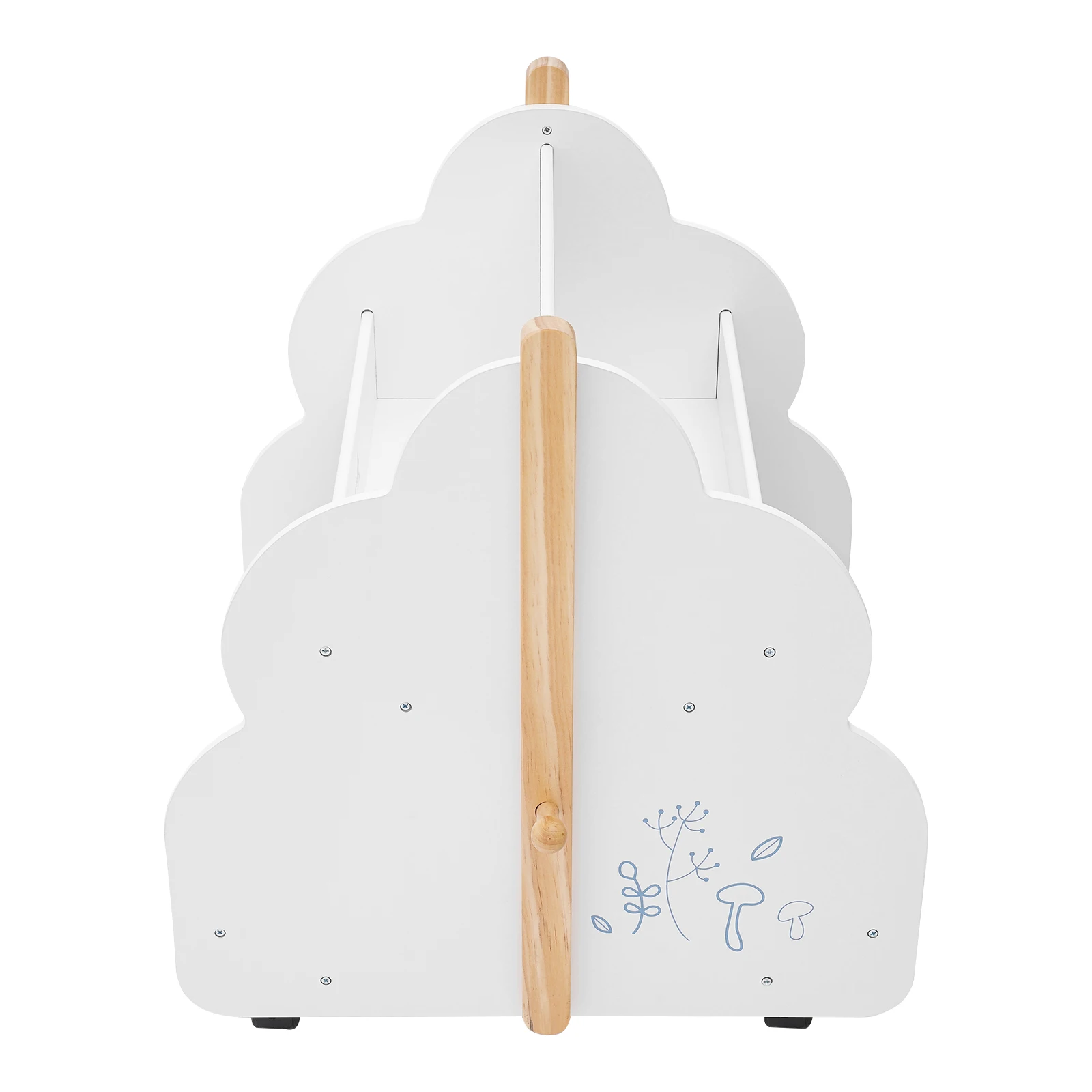 2 Tiers Cloud-shaped Children's White Bookcase with 4 Universal Wheels Easy to Move & Fix 2