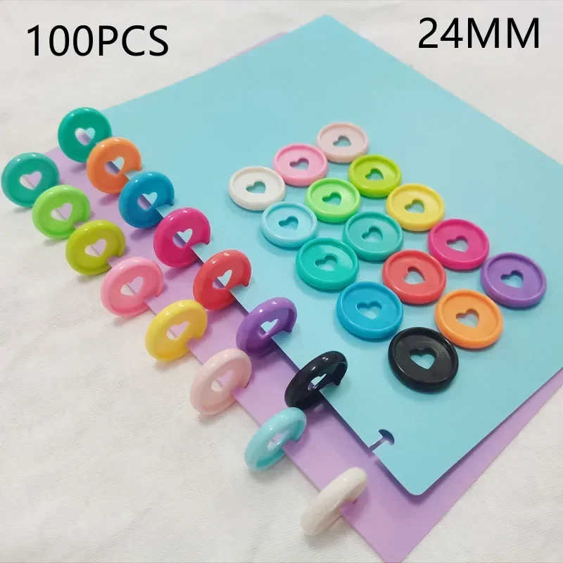 Notebook Plastic Binding Ring Binding Buckle Loose-leaf Mushroom Hole Love Pattern Learning Supplies 100PCS24MM