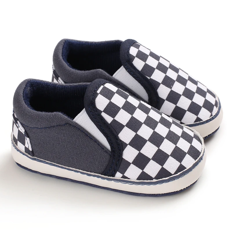 Fashion Spring and Autumn 0-1 Year Old Baby Shoes Boys and Girls Checkered Print Canvas soft sole newborn's first step in learni S26cabe2245d84a84b39c305e3a256b169