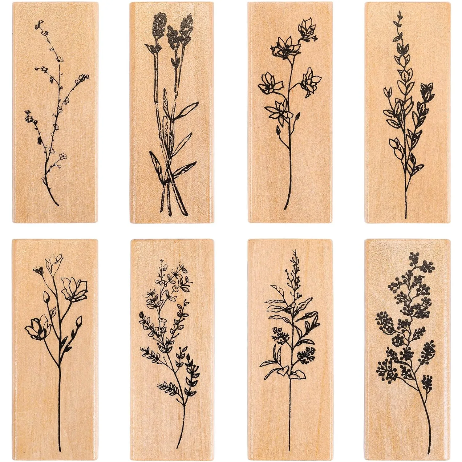 Rubber Stamps Wooden Vintage Plant Flower Emboss Floral Pattern Baroque Mandala Texture Block for Ceramic Pottery Polymer Tools
