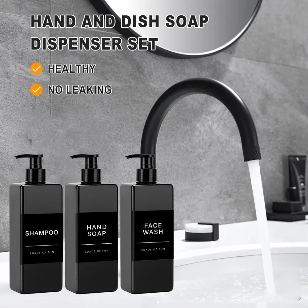 Bathroom Refillable Liquid Square Bottle Dispenser Lotion Containers Dish Soap Body Wash Dispenser 500ml