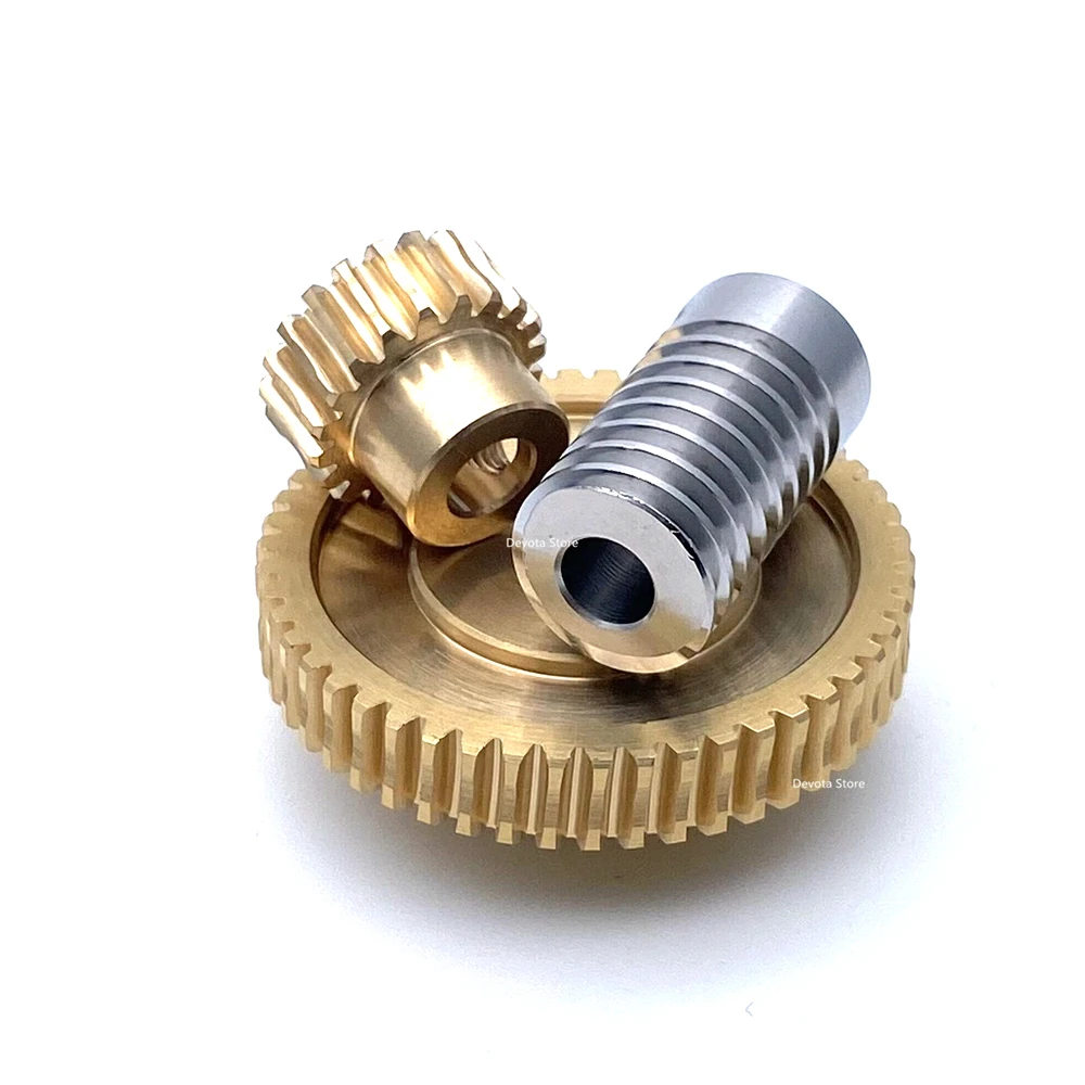 0.8M Precision Turbine Worm Gear Set 1:20/30/40/50/60 Teeth Stainless Steel Worm Copper Gear Accessories transmission gear