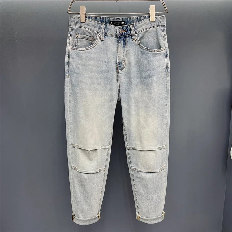 

Luxury 2023 Brand Fashion Jeans Men Spring Summer Jeans Light Blue Casual Straight Slim Stretch Denim Trousers Thin Men's Jeans