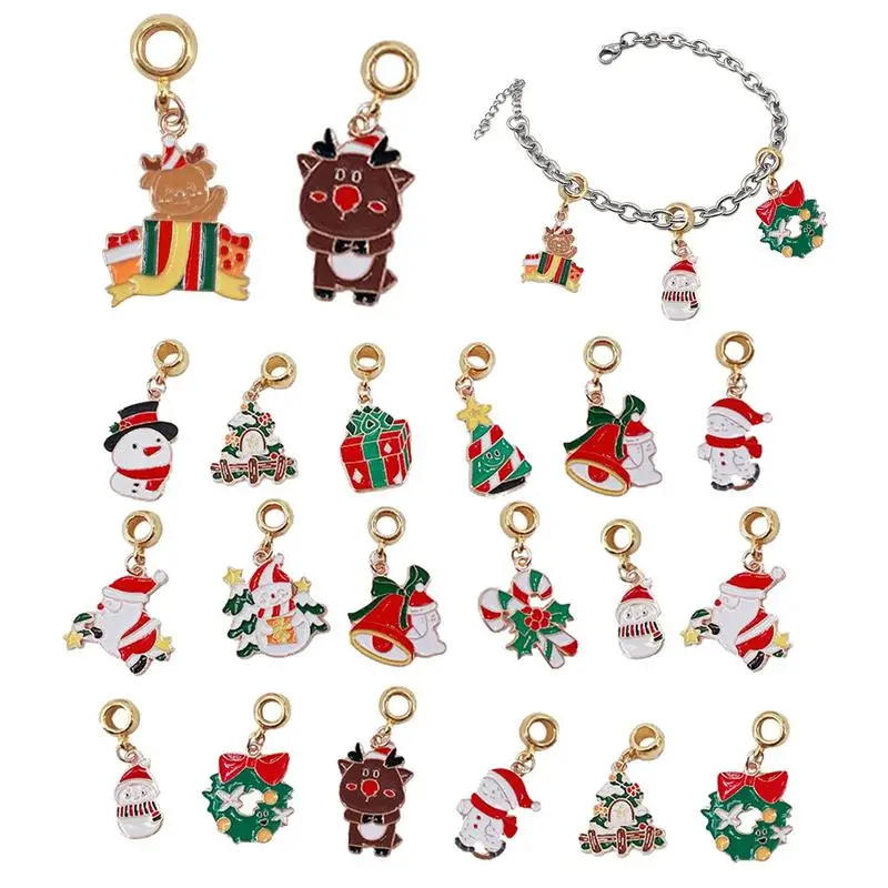 

20pcs Mix Christmas Series Charm Snowman Santa Gift Box Christmas Pendant For DIY Handmade Jewelry Accessories