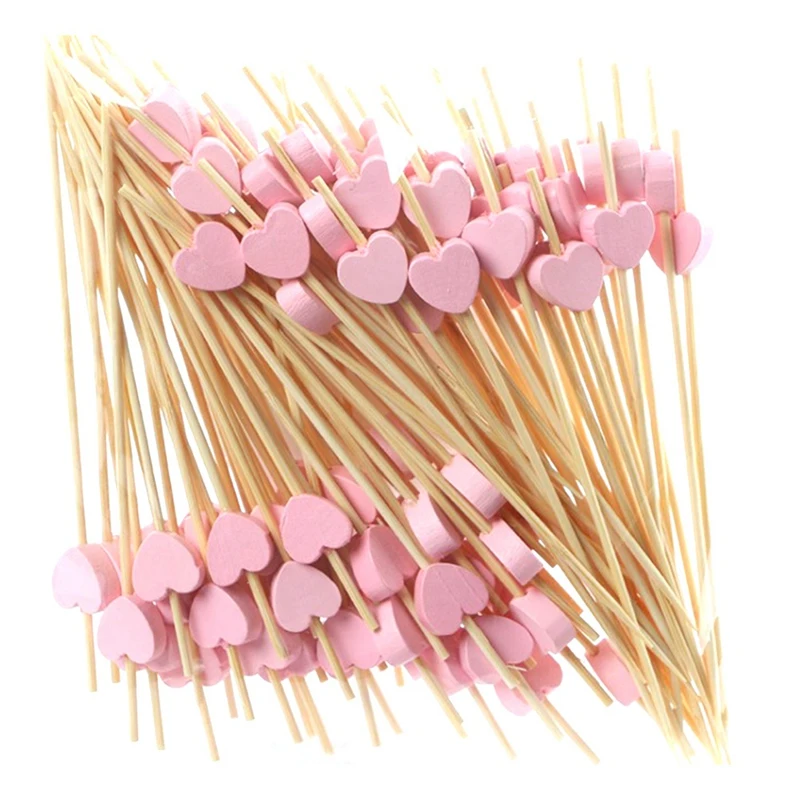 

Cocktail Bar, Wooden Toothpicks, Party Supplies, Frilly Finger Food, Fruit Sandwich Snacks-Pink Heart 100 Sticks