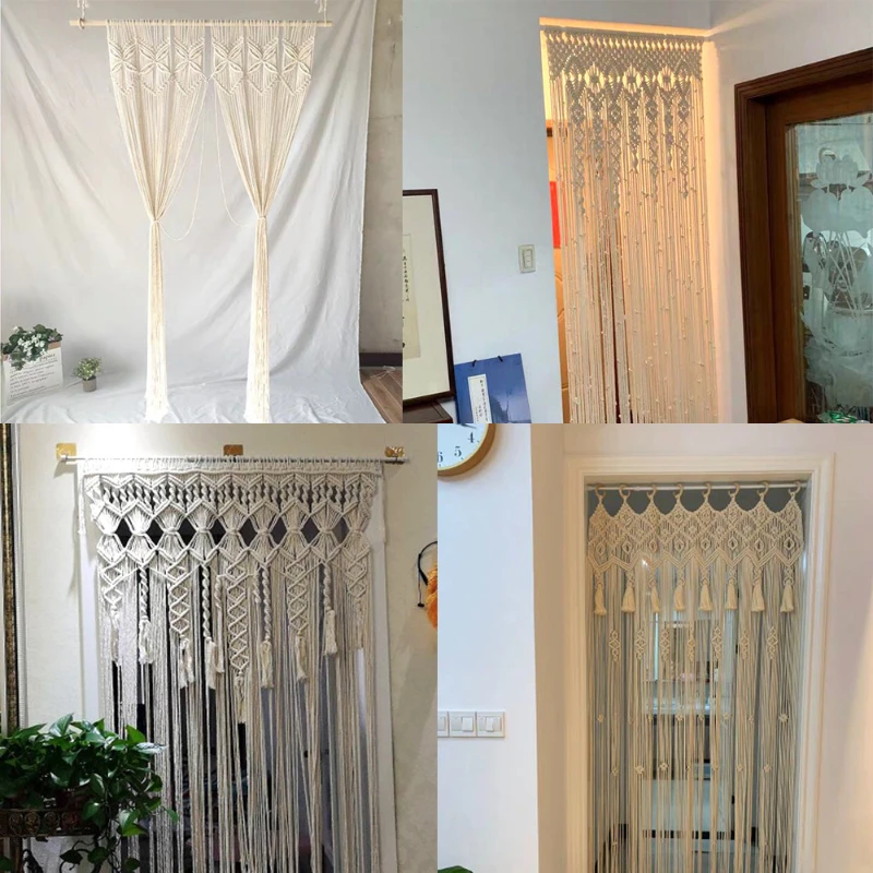 HandmadeCottonCordWovenTapestryDoorCurtainFabricHomeDecoration