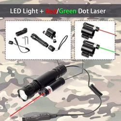Tactical Metal Rechargeable Weapon Gun Flashlight Red/Green Dot Laser Pointer Sight For Airsoft Rifle AR15 M16 Hunting Torch