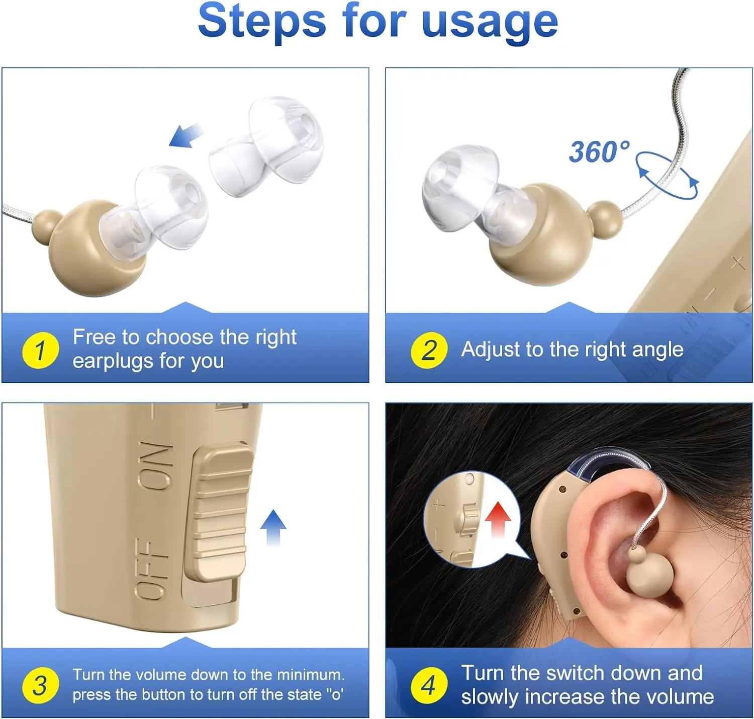 Hearing Aids for Elderly People, Rechargeable Hearing Aids With Noise Reduction, Digital Ear Hearing Aids With Volume Control 5