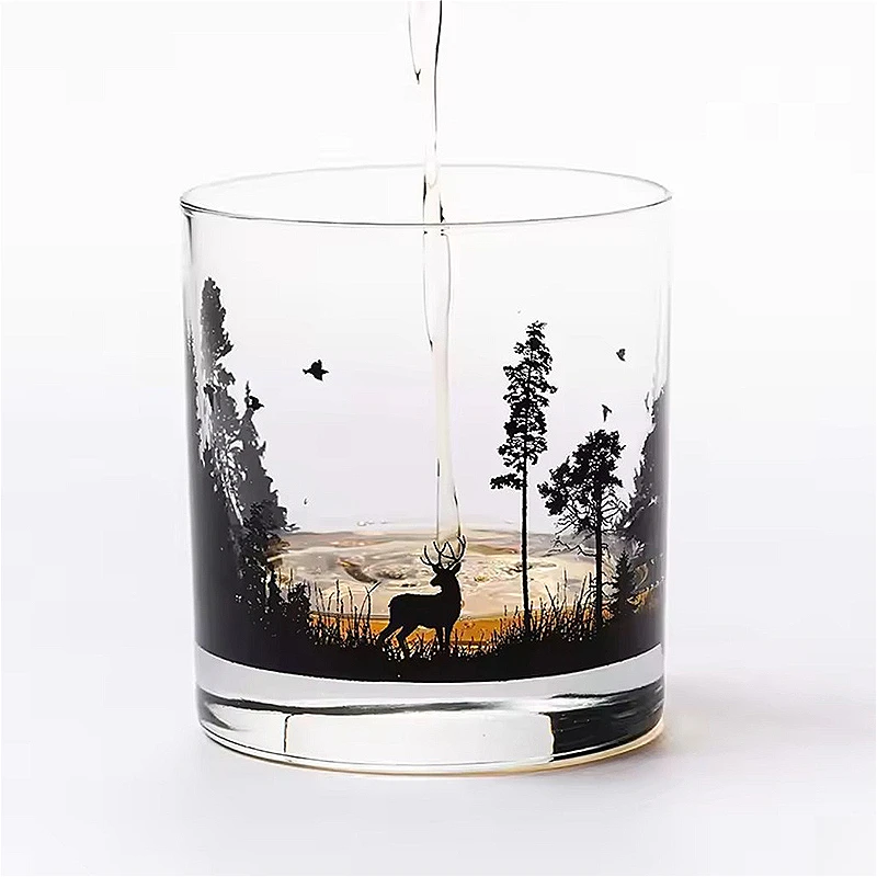 10.3oz 300ml Silhouette Wine Glass Iceberg Patterned Glass Cup for Whiskey Coffee
