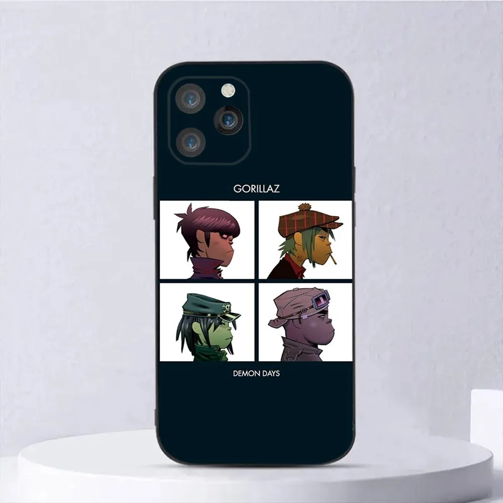G-Gorillaz Rock Band Cartoon Soft Silicone Phone Case - Black Cover