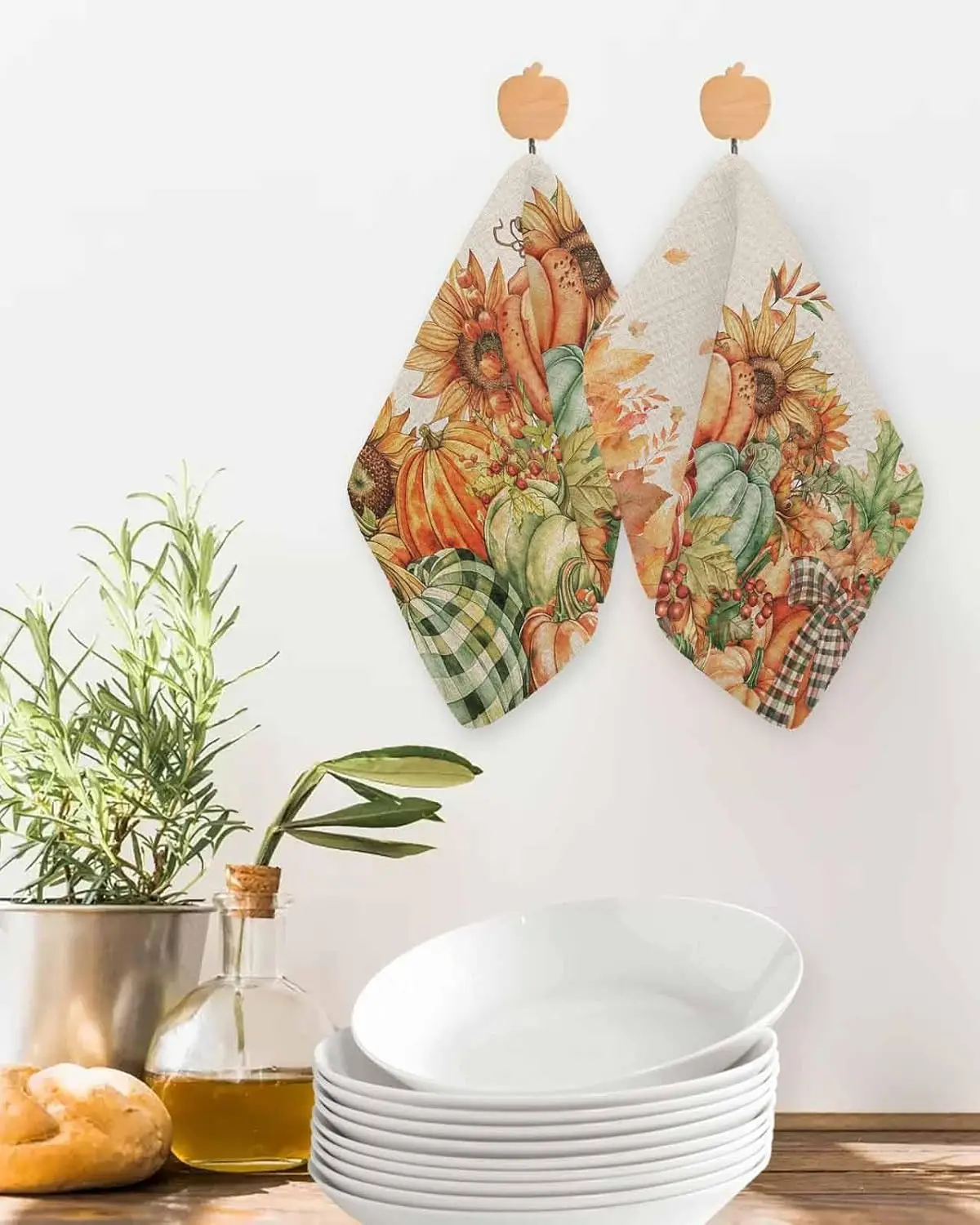 Sage Green Pumpkin Kitchen Towels 3