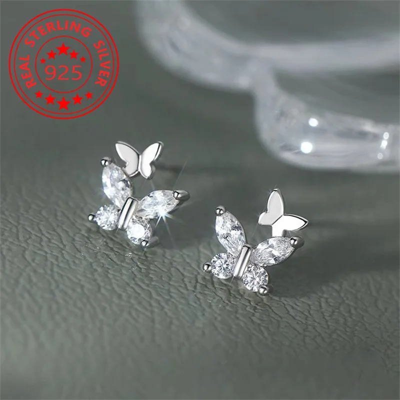 

Женские серьги-гвоздики в виде бабочки, из серебра 925 пробы