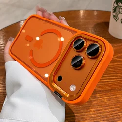 Premium Magnetic Case with Lanyard Wrist Strap and Camera Bracket - iPhone 14 Pro (Orange A)