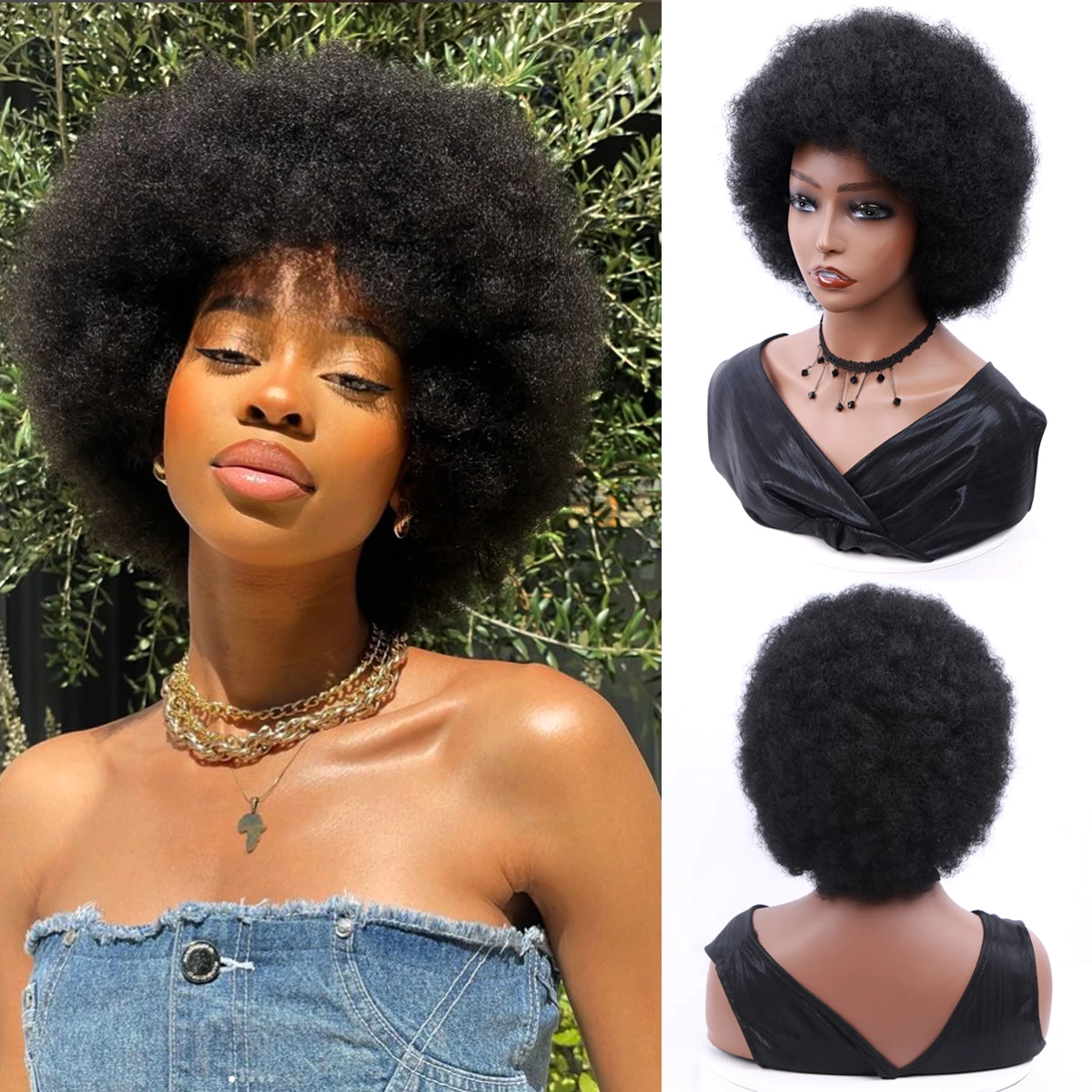 

Парики из коротких пушистых волос 12/14/16 дюймов, Синтетические афро-волосы для чернокожих женщин, кудрявые вьющиеся волосы для искусственных танцев, для косплея, с челкой