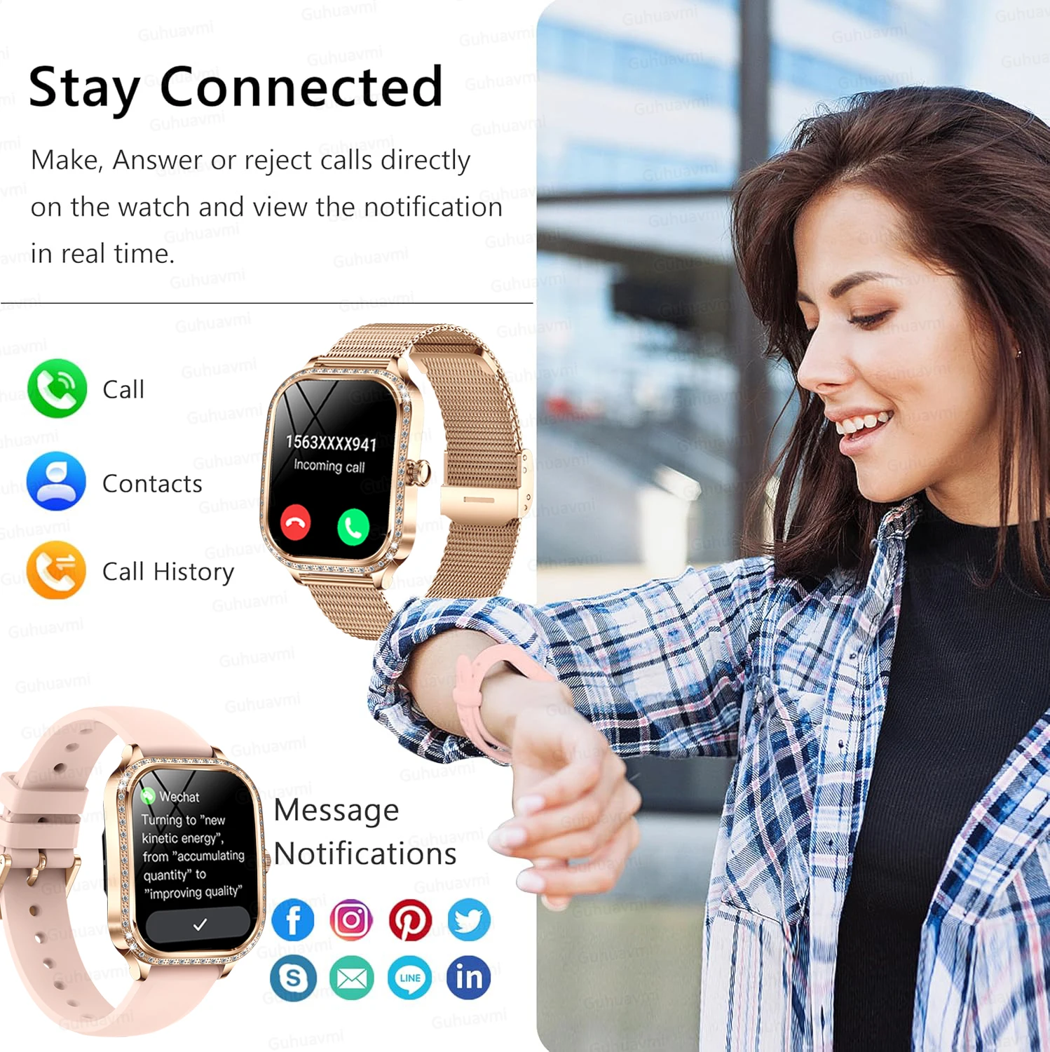2025 New GPS Track Smart Watch Ladies 466*466 HD Screen Heart Rate Blood Pressure BT Call Smartwatches Women For Android IOS 3