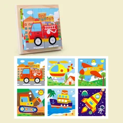 Cartoon Animal Six - Sided Wooden Puzzle Blocks Set (Traffic)