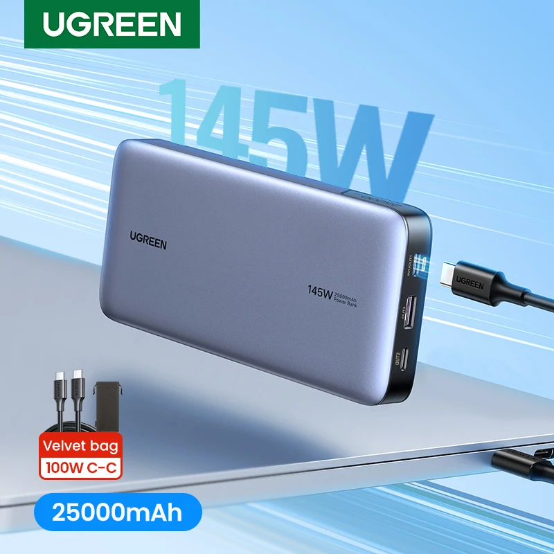 UGREEN 100W 140W כוח בנק נייד20000 25000mAh פ"ד מהיר טעינת PowerBank עבור מחשב נייד מחברת Xiaomi 13 תשלום מהיר חיצוני סוללה מטען נייד