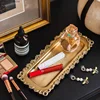 European style luxury brass storage tray Aromatherapy candles perfume storage tray High end bedroom dressing table jewelry dish 3